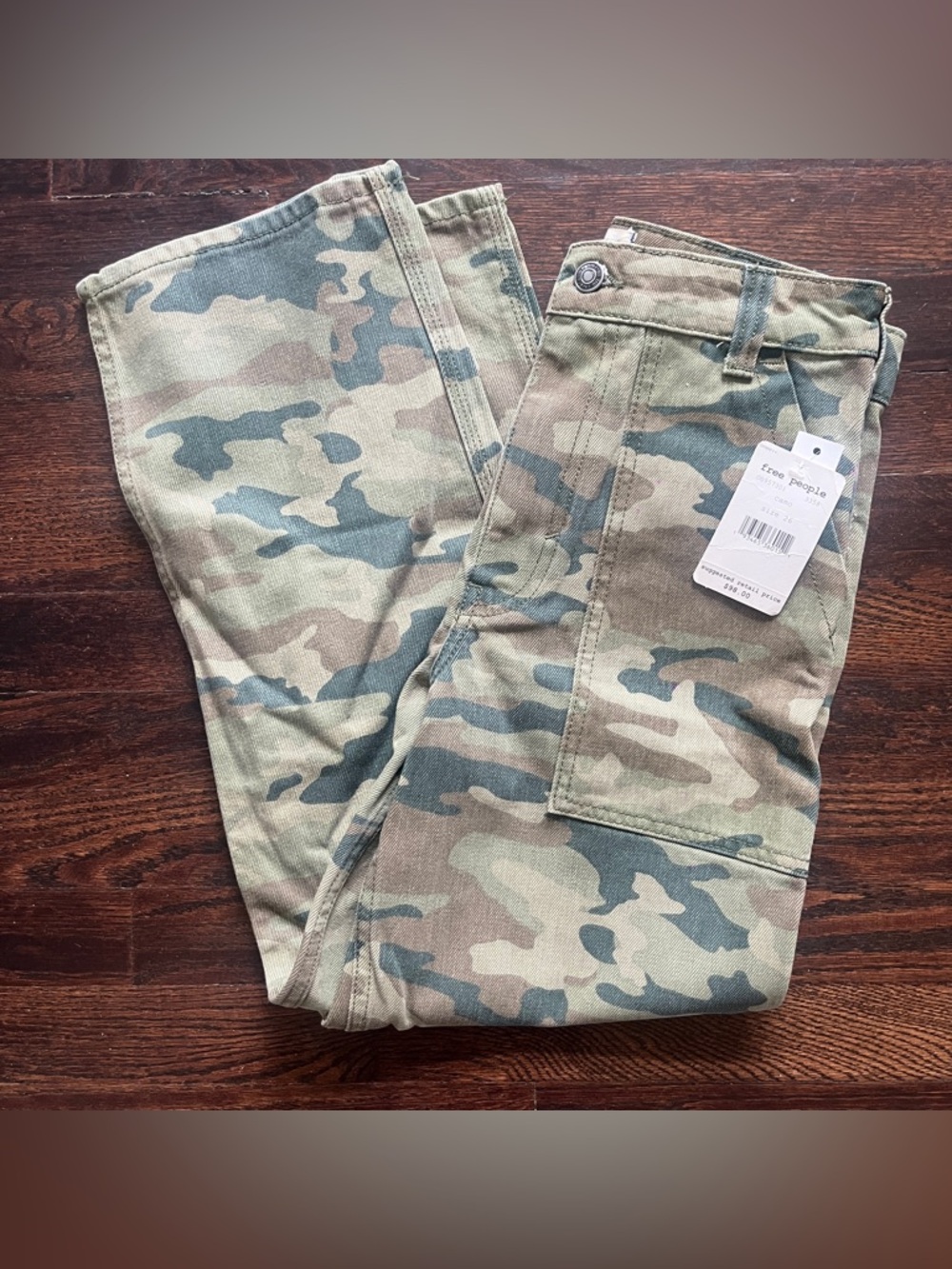 Free People Camo Utility Pants in Green and Brown